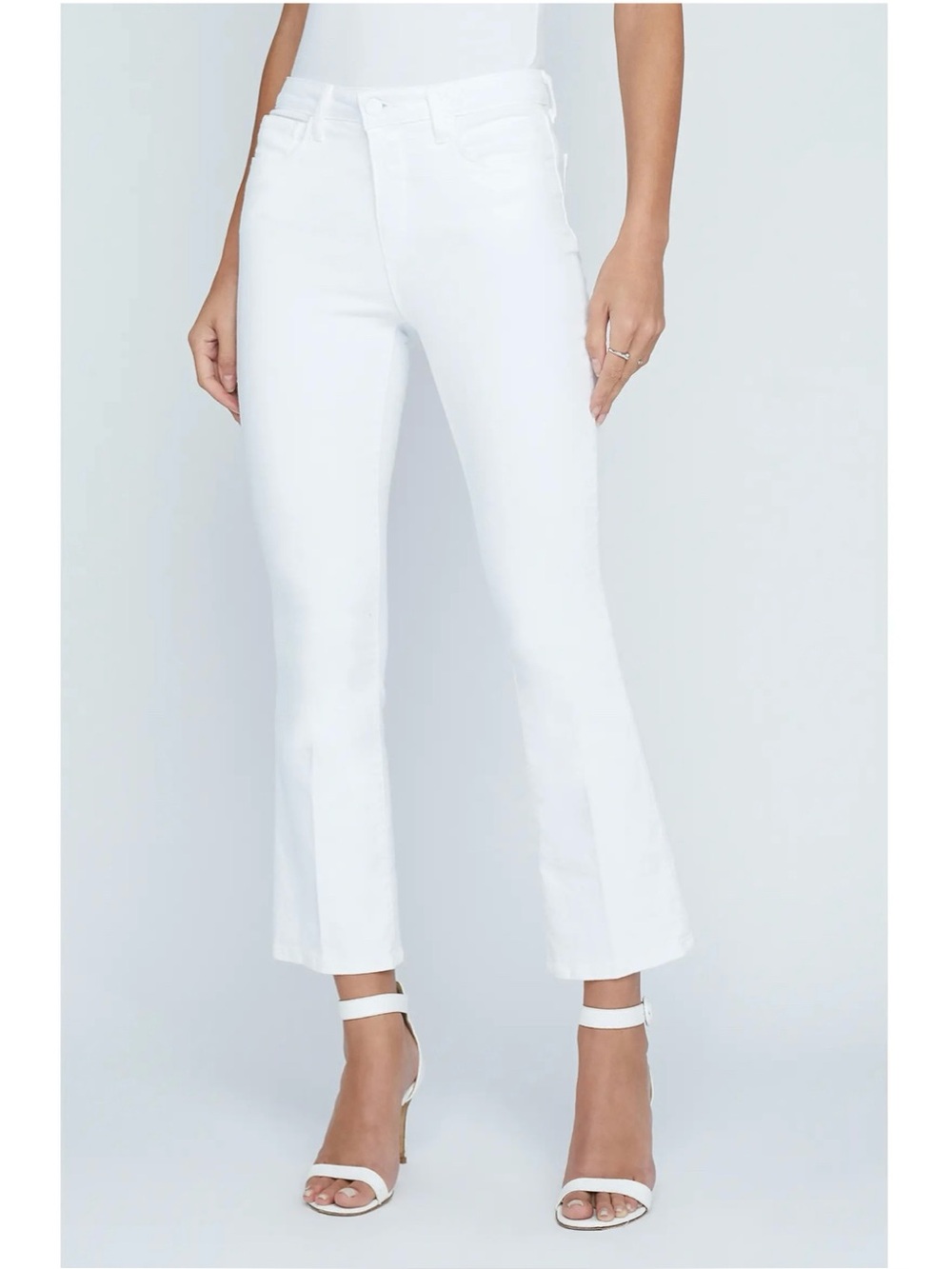 L'AGENCE Mira Crop Micro Bootcut Jeans in Blanc Matte Yellow Gold Size 28